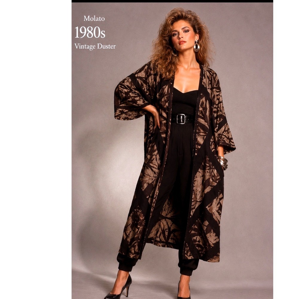 Y2k Vintage Molato Long Coat Brown Sz XL  Cloth Duster Whimsigoth Grannycore